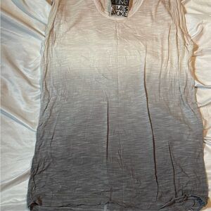 Young Fabulous & Broke White to Gray Ombre Tank Top